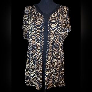 Liz Claiborne Brown Zebra Print Stretch Tunic - Size XL